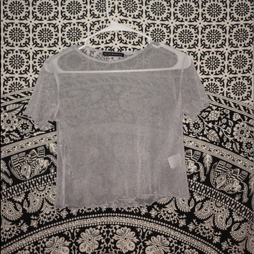 Brandy mesh clear shirt! + red velvet bra